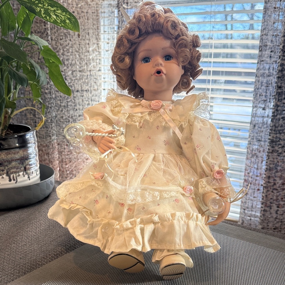 Vintage Porcelain Bubbles Blowing Doll